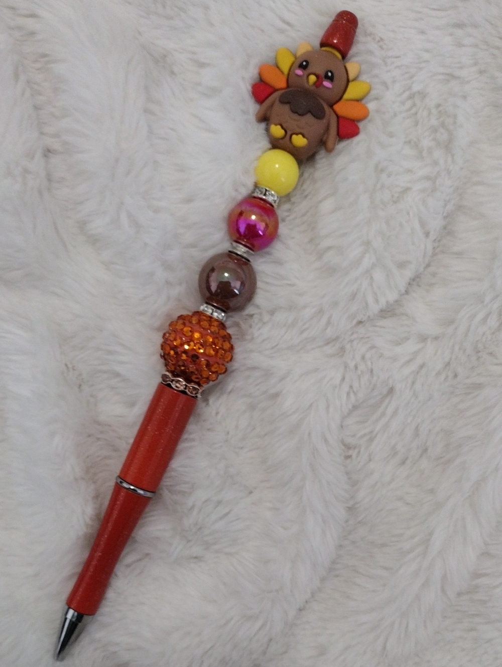 Tall Cute Turkey Beaded Pen